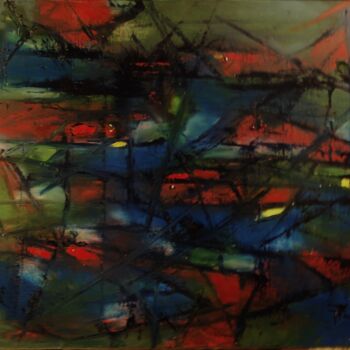 Painting titled "23-26-Sous-marins d…" by Thierry Faure, Original Artwork, Oil Mounted on Wood Stretcher frame