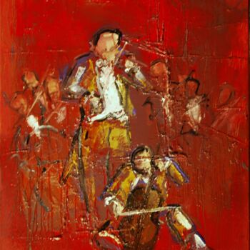 Painting titled "Le coup de pompe" by Thierry Faure, Original Artwork, Oil Mounted on Wood Stretcher frame