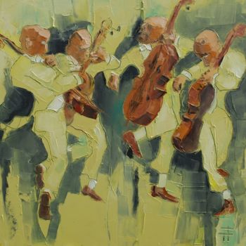 Pittura intitolato "Violoncelles et cla…" da Thierry Faure, Opera d'arte originale, Olio