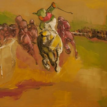 Painting titled "Ils arrivent" by Thierry Faure, Original Artwork, Oil Mounted on Wood Stretcher frame