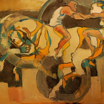 Malerei mit dem Titel "Le porte bagage" von Thierry Faure, Original-Kunstwerk, Öl
