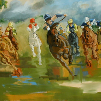 Картина под названием "Arrivée" - Thierry Faure, Подлинное произведение искусства, Масло Установлен на Деревянная рама для н…