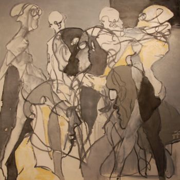 Malerei mit dem Titel "Le-club" von Thierry Faure, Original-Kunstwerk, Öl