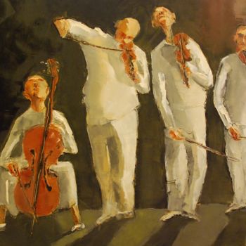 Painting titled "Quatuor-blanc-" by Thierry Faure, Original Artwork, Oil