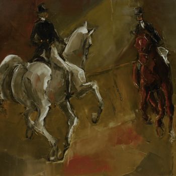 Pittura intitolato "Rencontre-de-passage" da Thierry Faure, Opera d'arte originale, Olio Montato su Telaio per barella in le…