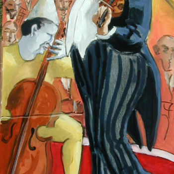 Painting titled "Les clowns musiciens" by Thierry Faure, Original Artwork, Oil