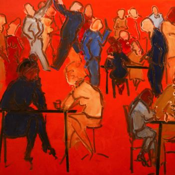 Картина под названием "-En-terrasse-(16-11…" - Thierry Faure, Подлинное произведение искусства, Масло