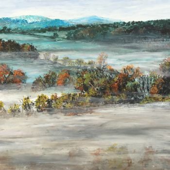 Painting titled "Brouillard bourguig…" by Thierry Gautheron, Original Artwork, Acrylic Mounted on Wood Panel