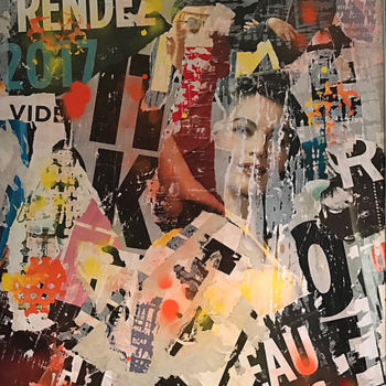 Collages intitulée "Ava: Le temps qui p…" par Thierry Larue, Œuvre d'art originale