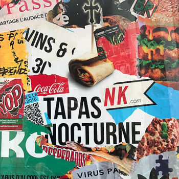 Collages intitulée "Tapas nocturne" par Thierry Larue, Œuvre d'art originale