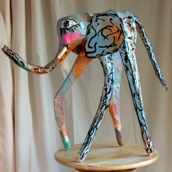 Sculpture intitulée "Pachyderme" par Thierry Moutte, Œuvre d'art originale, Papier