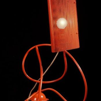 Sculpture titled "Lampe Orange 70'" by Thierry Roy, Original Artwork