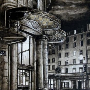 Painting titled "entrée d'immeuble" by Thierry Sellem, Original Artwork, Oil