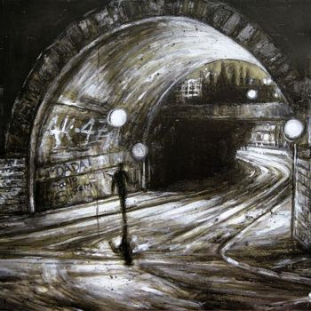Peinture intitulée "le-tunnel-ferroviai…" par Thierry Sellem, Œuvre d'art originale
