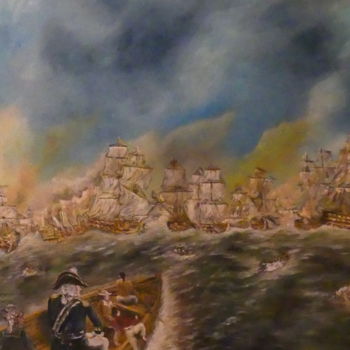 Peinture intitulée "La bataille de Traf…" par Thierry Singer De Polignac - Spencer (Prince Singer de Polignac-Spencer), Œuvr…