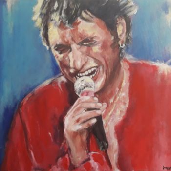 Painting titled "Johnny Hallyday" by Thierry Moreau, Original Artwork, Acrylic