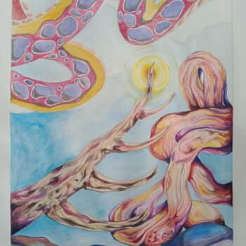 Peinture intitulée "Bacon" par Thom Max, Œuvre d'art originale, Aquarelle