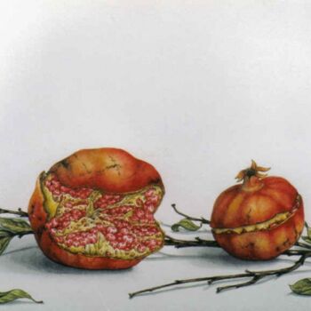 Painting titled "pomegranates 5" by Thomai Kontou, Original Artwork, Other