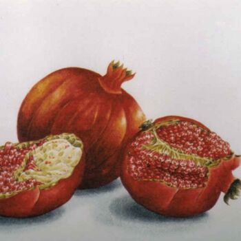 Painting titled "pomegranates 6" by Thomai Kontou, Original Artwork, Other