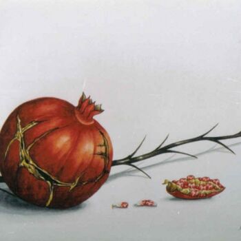 Painting titled "pomegranates 8" by Thomai Kontou, Original Artwork, Other