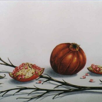 Peinture intitulée "pomagranates 15" par Thomai Kontou, Œuvre d'art originale, Autre