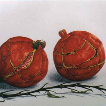 Painting titled "pomagranates 16" by Thomai Kontou, Original Artwork, Other