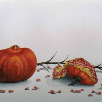 Painting titled "pomegranates 20" by Thomai Kontou, Original Artwork, Other