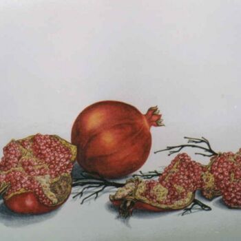 Painting titled "pomegranates 21" by Thomai Kontou, Original Artwork, Other