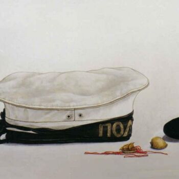 Painting titled "navy hat" by Thomai Kontou, Original Artwork, Other