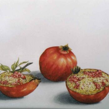 Painting titled "pomagranates 1" by Thomai Kontou, Original Artwork, Other