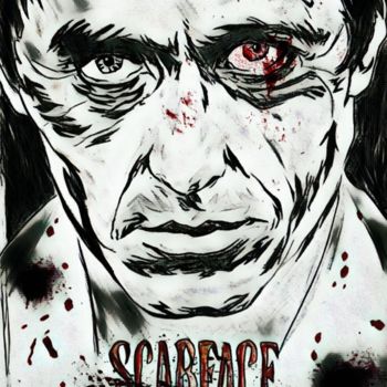 Desenho intitulada "Scarface" por Oliver Pilato, Obras de arte originais, Lápis
