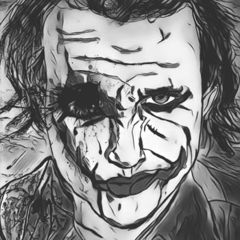 「The Joker」というタイトルの描画 Oliver Pilatoによって, オリジナルのアートワーク, 鉛筆