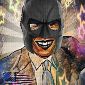「Obama is Batman」というタイトルの描画 Oliver Pilatoによって, オリジナルのアートワーク, 鉛筆