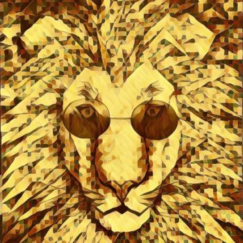 绘画 标题为“Lion pointillisme g…” 由Oliver Pilato, 原创艺术品