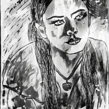 Dibujo titulada "Kristin Kreuk alias…" por Oliver Pilato, Obra de arte original, Lápiz
