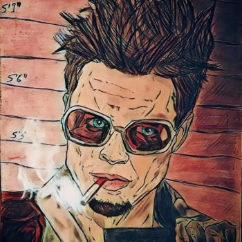 Tekening getiteld "Tyler Durden fight…" door Oliver Pilato, Origineel Kunstwerk