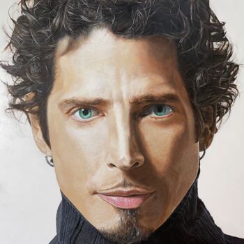 Ζωγραφική με τίτλο "Chris Cornell Portr…" από Thomas Barretta, Αυθεντικά έργα τέχνης, Ακρυλικό Τοποθετήθηκε στο Ξύλινο φορεί…