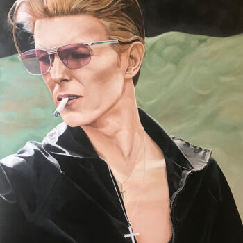 Painting titled "David Bowie/ Musici…" by Thomas Barretta, Original Artwork, Acrylic Mounted on Wood Stretcher frame