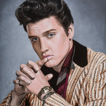 Painting titled "Elvis Presley Rock…" by Thomas Barretta, Original Artwork, Acrylic Mounted on Wood Stretcher frame