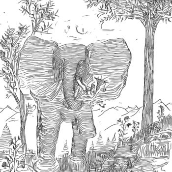 Drawing titled "Totophant édition 1%" by Thomas Blondeau-Dumoulin, Original Artwork, Pencil Mounted on Wood Panel
