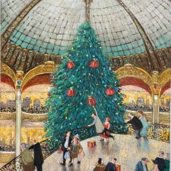 Malarstwo zatytułowany „Les cadeaux de Noël” autorstwa Thomas Bossard, Oryginalna praca, Olej Zamontowany na Drewniana rama…