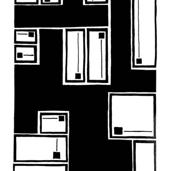 「Abstract Blocks 1」というタイトルの描画 Thomas Clédaによって, オリジナルのアートワーク, インク