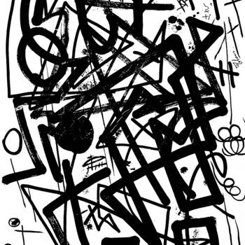 Dibujo titulada "Abstract Mess 1" por Thomas Cléda, Obra de arte original, Tinta