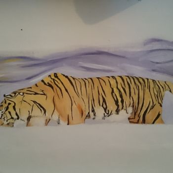 Painting titled "aura tigre" by Thomas Faustini, Original Artwork, Oil