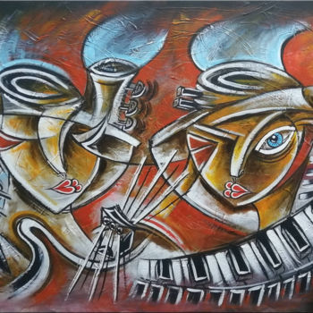 Painting titled "Music of Love for Y…" by Thomas Lange, Original Artwork, Acrylic Mounted on Wood Stretcher frame