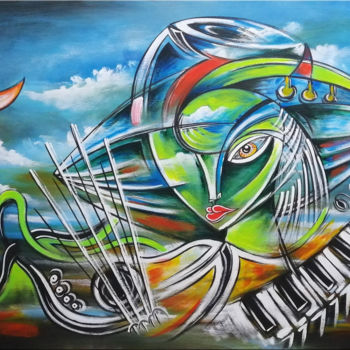 Painting titled "Music of Love for Y…" by Thomas Lange, Original Artwork, Oil Mounted on Wood Stretcher frame