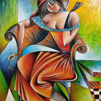 Картина под названием "Woman Chillout #M97" - Thomas Lange, Подлинное произведение искусства, Масло Установлен на Деревянная…