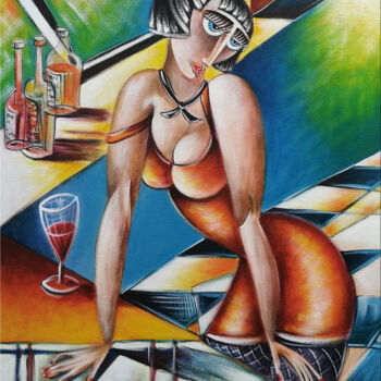 Painting titled "Woman Chillout #M241" by Thomas Lange, Original Artwork, Oil