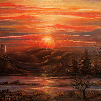 Painting titled "Sunset - dry pastel" by Thomas Lange, Original Artwork, Other