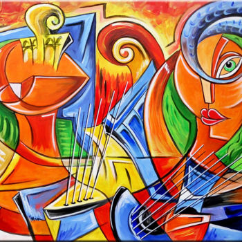 Painting titled "Fiery concert" by Thomas Lange, Original Artwork, Acrylic